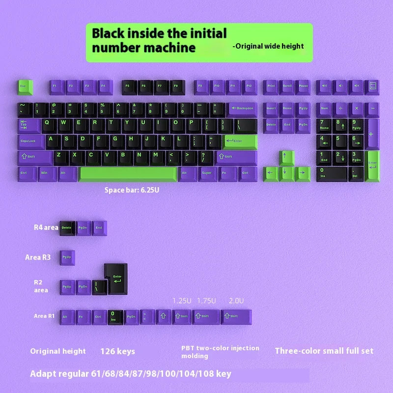 EVA01/Spade Q/Blue Rose Mecha/Ham Keycap 126 keys Double Shot PBT Cherry Profile Sublimation Keycap for Gateron Kailh Cherry MX