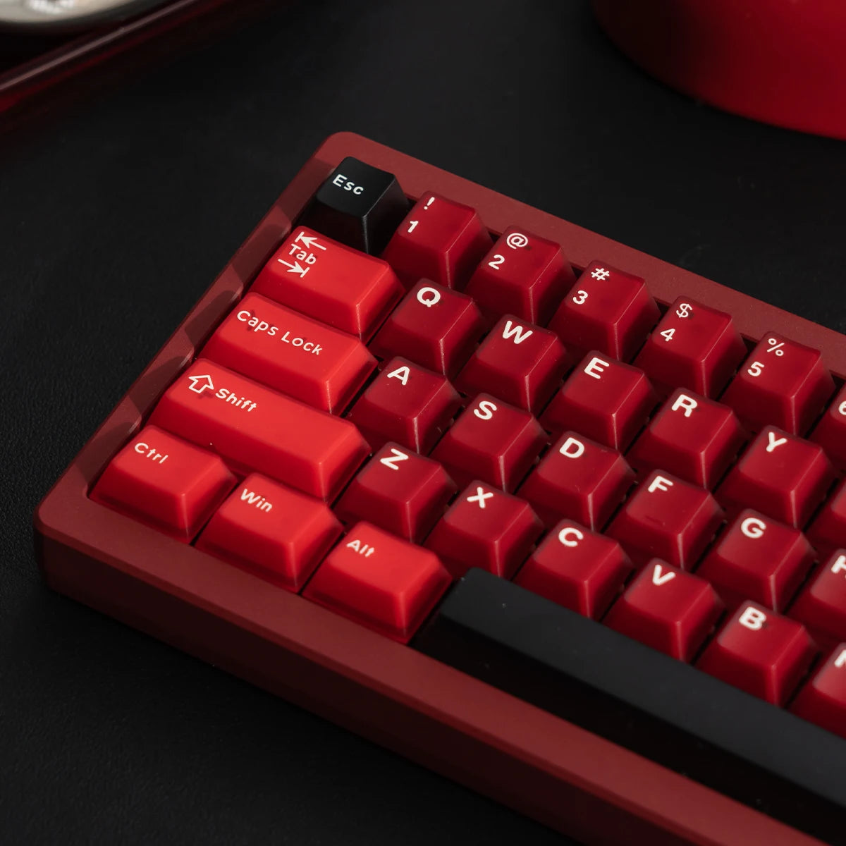 Red Bordeaux semi-transparent mechanical keyboard keycap PBT+PC two-color Cherry Profile for Mechanical Keyboard