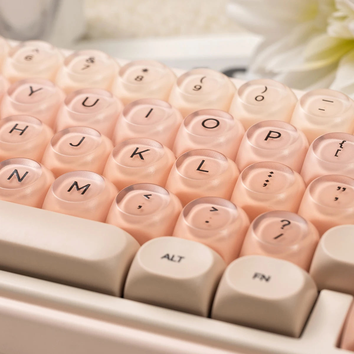 Liquid Foundation Theme Mechanical Keyboard Keycap Thermal Sublimation Pbt+Pc HOA Profile Pink Ball Cap Adapted To Wooting, Etc.