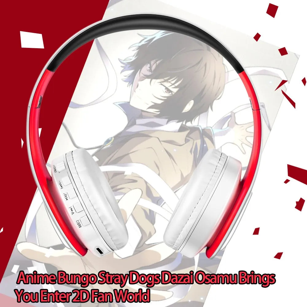 New Arrival Bungo Stray Dogs Dazai Osamu Cosplay Stereo Wireless Headphone V5.0 Bluetooth Headset Go-Toubun Anime Fan 2D  Gifts