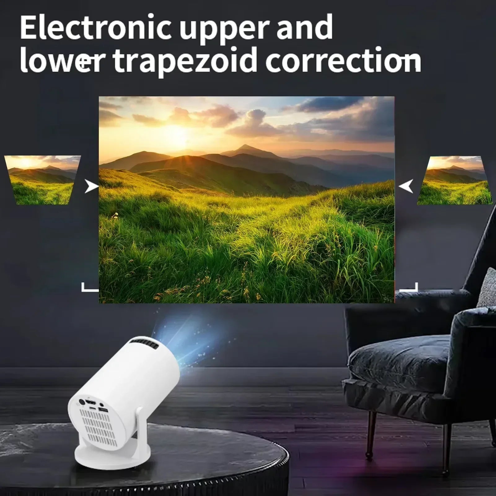 Smart Portable Movie Projector | 1080P HD Wireless | 270° Rotation LED | Compatible with Phone | Home Travel Entertainment